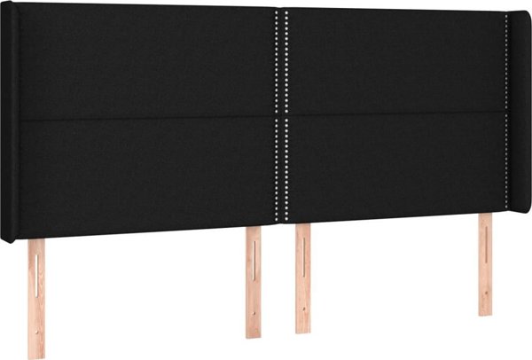 vidaXL Κεφαλάρι κρεβατιού με LED, μαύρο, 183x16x118/128 cm, ύφασμα