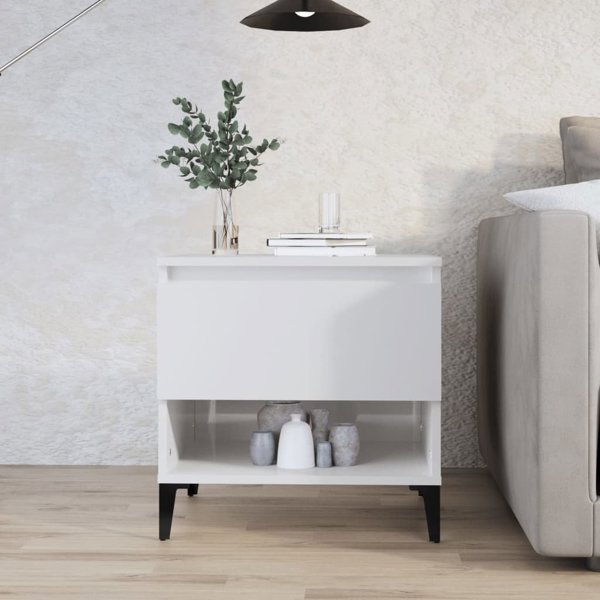 Λευκό γυαλιστερό βοηθητικό τραπεζάκι 50x46x50 cm