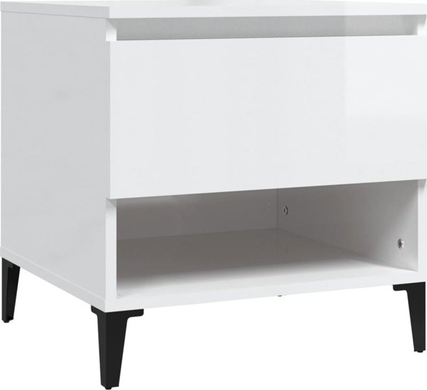 Λευκό γυαλιστερό βοηθητικό τραπεζάκι 50x46x50 cm