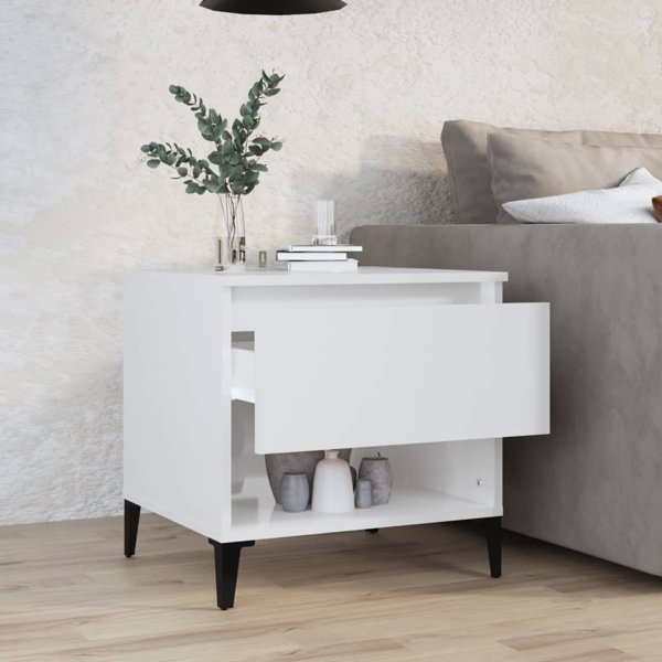 Λευκό γυαλιστερό βοηθητικό τραπεζάκι 50x46x50 cm
