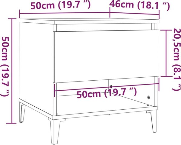 Λευκό γυαλιστερό βοηθητικό τραπεζάκι 50x46x50 cm