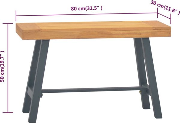 vidaXL Πάγκος 80 cm από μασίφ ξύλο τικ