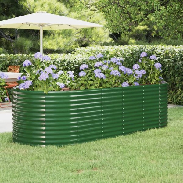 vidaXL vidaXL Donica ogrodowa, malowana proszkowo stal, 249x100x68 cm zielona