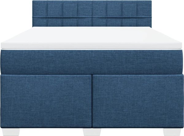vidaXL κρεβάτι κοντινεντάλ με στρώμα, μπλε, 140x190 cm, ύφασμα