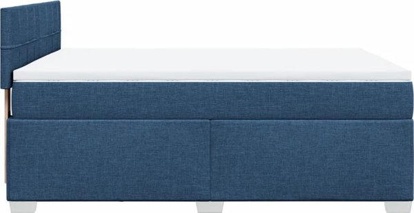 vidaXL κρεβάτι κοντινεντάλ με στρώμα, μπλε, 140x190 cm, ύφασμα