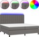 vidaXL Κρεβάτι Κοντινεντάλ με Στρώμα και LED, Γκρι Δερματίνη 200x200 cm