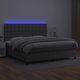 vidaXL Κρεβάτι Κοντινεντάλ με Στρώμα και LED, Γκρι Δερματίνη 200x200 cm