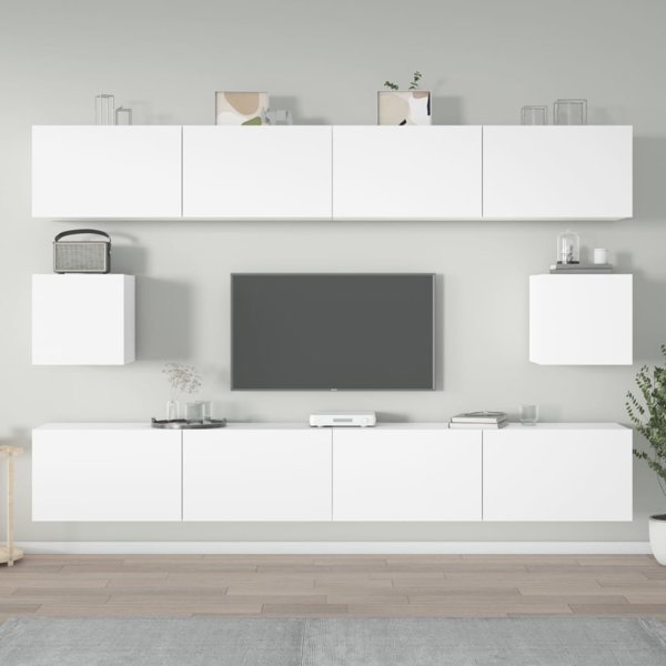 vidaXL Σετ 6 ντουλάπια τηλεόρασης, λευκό