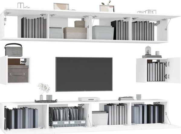 vidaXL Σετ 6 ντουλάπια τηλεόρασης, λευκό