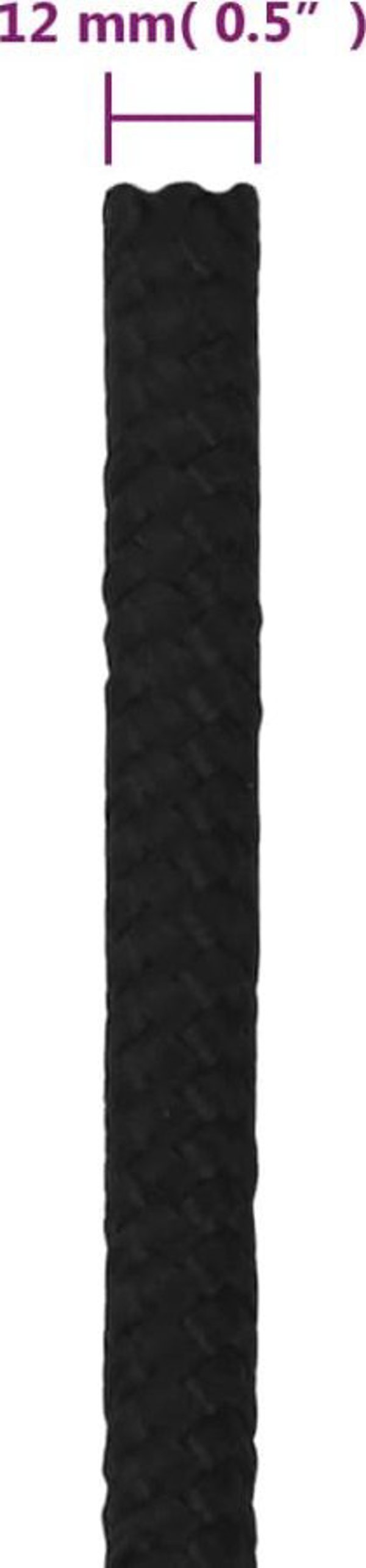 vidaXL vidaXL Linka robocza, czarna, 12 mm, 250 m, poliester