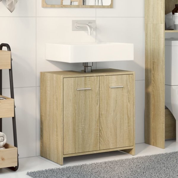 vidaXL Ντουλάπι μπάνιου κάτω από νιπτήρα δρυς Sonoma 60x33x60 εκ.