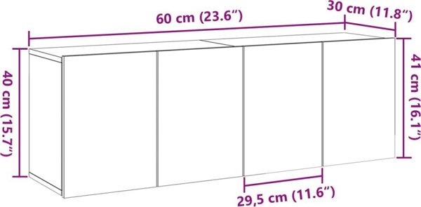 vidaXL Επιτοίχιες ντουλάπες τηλεόρασης, 2 τεμάχια, δρυς artisian, 60x30x41 εκ.