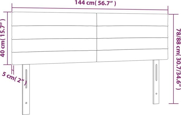 vidaXL Zaglowek do lozka z LED, ciemnoszary, 144x5x78/88 cm, aksamit