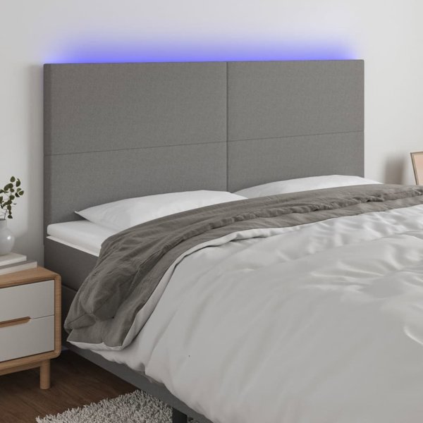 vidaXL Zaglonek do lozka z LED, ciemnoszary, 160x5x118/128 cm, tkanina