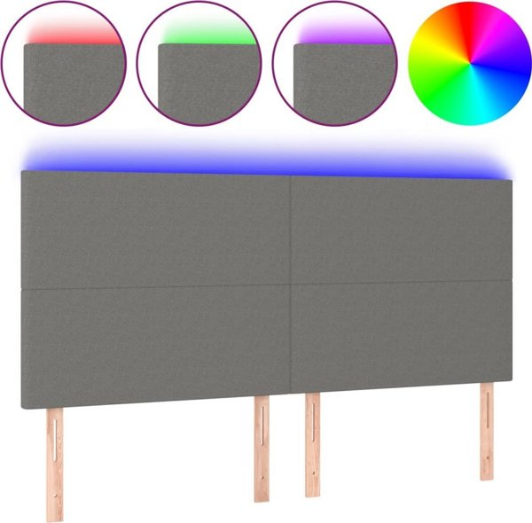 vidaXL Zaglonek do lozka z LED, ciemnoszary, 160x5x118/128 cm, tkanina