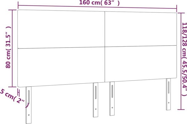 vidaXL Zaglonek do lozka z LED, ciemnoszary, 160x5x118/128 cm, tkanina
