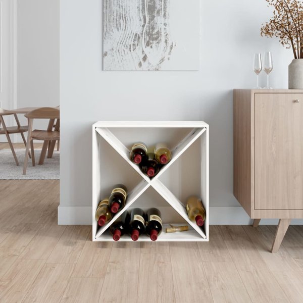 vidaXL Έπιπλο για κρασιά, λευκό, 62x25x62 εκ., μασίφ ξύλο πεύκου