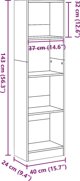 vidaXL Βιβλιοθήκη, δρυς σονόμα, 40x24x143 εκ., σύνθετο ξύλο