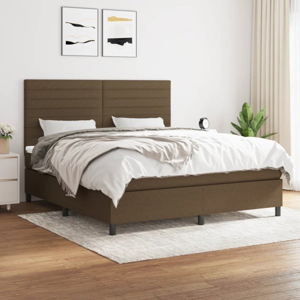 vidaXL Κρεβάτι Continental με Στρώμα, Καφέ, Υφασμάτινο, 160x200 εκ.