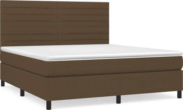 vidaXL Κρεβάτι Continental με Στρώμα, Καφέ, Υφασμάτινο, 160x200 εκ.
