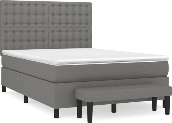 vidaXL Κρεβάτι Continental με στρώμα, σκουρόχρωμο γκρι ύφασμα, 140x190 cm