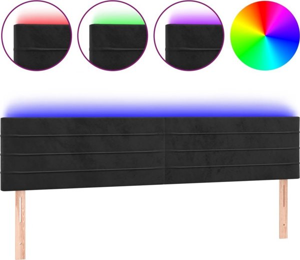Κεφαλάρι κρεβατιού με LED, μαύρο, 200x5x78/88 cm, βελούδο