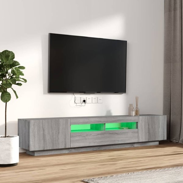 vidaXL Σετ 2 κομοδίνων TV με LED φωτισμό, γκρι δρυς Sonoma