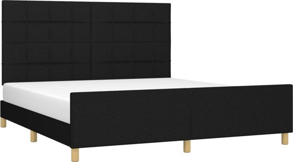 vidaXL Πλαίσιο κρεβατιού με κεφαλάρι, μαύρο, 160x200 cm, επενδεδυμένο με ύφασμα