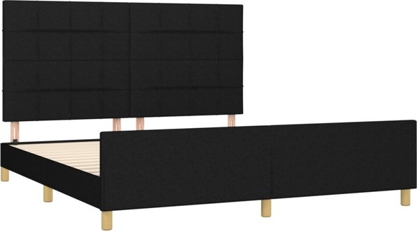 vidaXL Πλαίσιο κρεβατιού με κεφαλάρι, μαύρο, 160x200 cm, επενδεδυμένο με ύφασμα