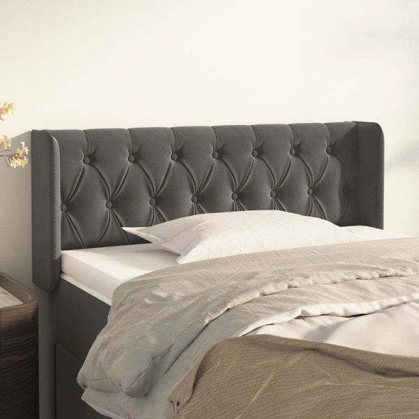 vidaXL Zaglowek uszak 93x16x78/88 cm, σκούρο γκρι βελούδο