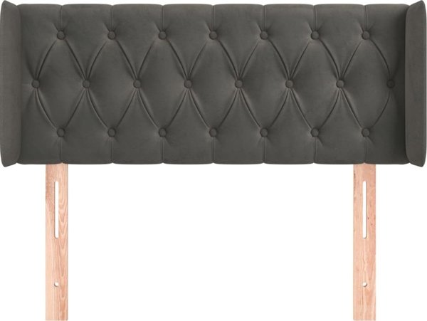 vidaXL Zaglowek uszak 93x16x78/88 cm, σκούρο γκρι βελούδο