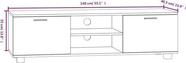 vidaXL Έπιπλο TV, λευκό, 140x40,5x35 εκ, υλικό ξύλου