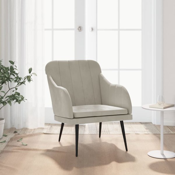 vidaXL vidaXL Fotel, jasnoszary, 63x76x80 cm, obity aksamitem