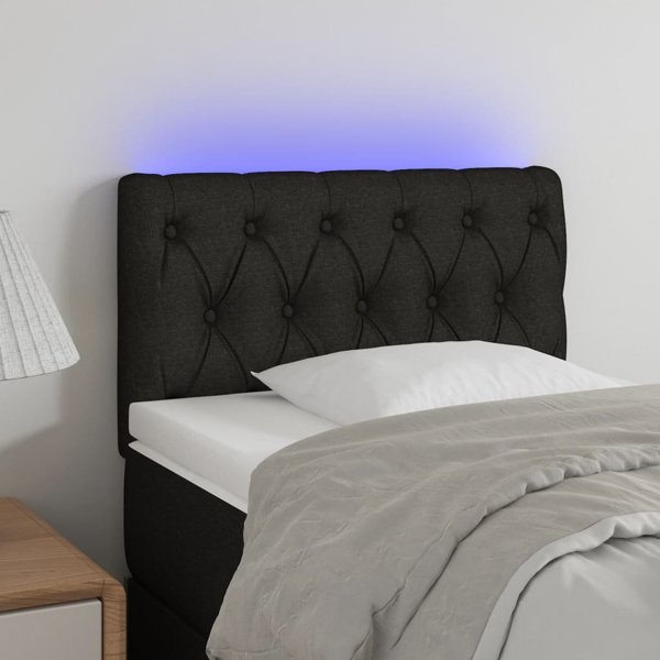 vidaXL Zaglowek do lozka z LED, czarny, 80x7x78/88 cm, tkanina