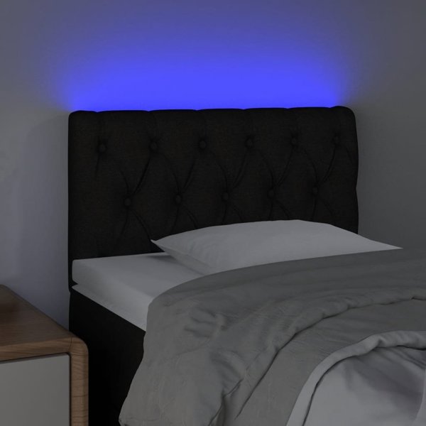 vidaXL Zaglowek do lozka z LED, czarny, 80x7x78/88 cm, tkanina