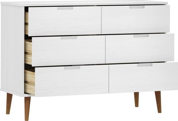 vidaXL Συρταριέρα, λευκή, 113x40x80 cm, μασίφ πεύκο