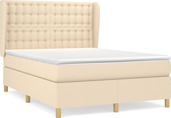 vidaXL Kontinentalo krevati me mattress, krem yfasma, 140x200 cm