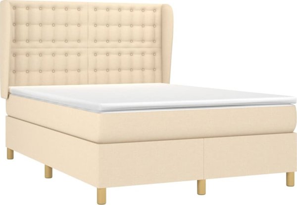 vidaXL Kontinentalo krevati me mattress, krem yfasma, 140x200 cm