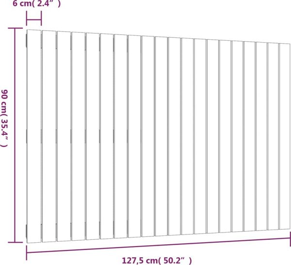 vidaXL Κεφαλάρι κρεβατιού, 127,5x3x90 εκ., μασίφ πεύκο
