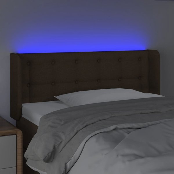 vidaXL Κεφαλάρι κρεβατιού με LED, σκούρο καφέ, 103x16x78/88 cm, ύφασμα