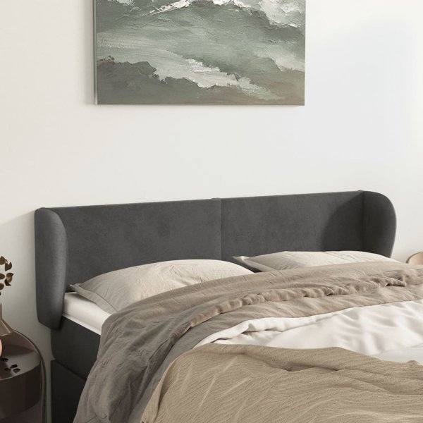 vidaXL Κεφαλάρι τύπου uszak, σκούρο γκρι, 147x23x78/88 cm, βελούδινο
