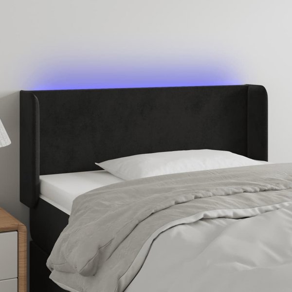 vidaXL Κεφαλάρι για κρεβάτι με LED, μαύρο, 103x16x78/88 cm, βελούδινο