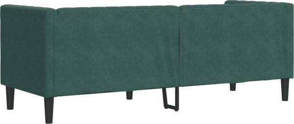 vidaXL Καναπές Chesterfield 3 θέσεων με ρολά, σκούρο πράσινο, βελούδο