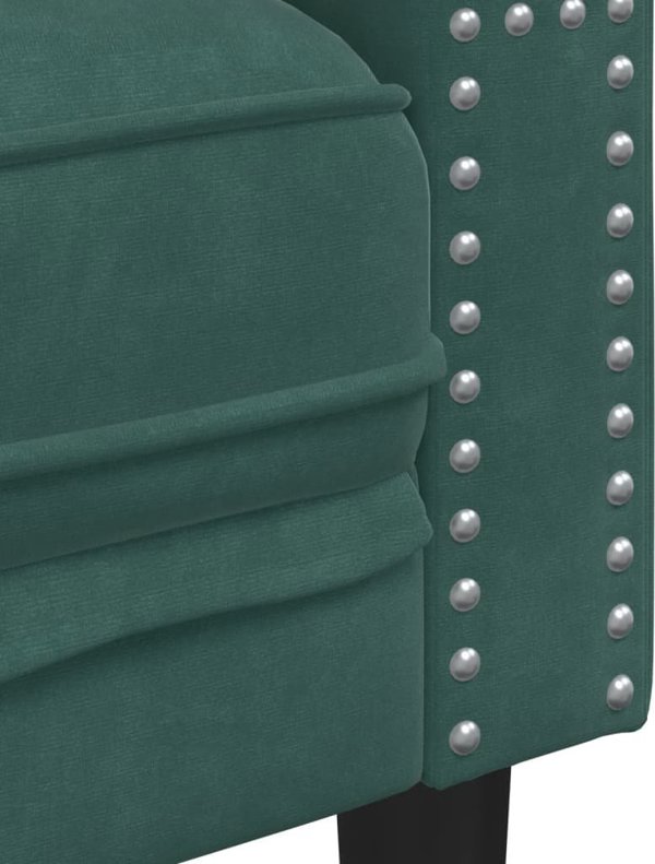 vidaXL Καναπές Chesterfield 3 θέσεων με ρολά, σκούρο πράσινο, βελούδο