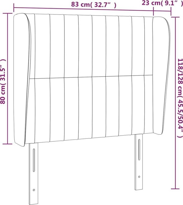 vidaXL Zaglowek uszak, ciemnoszary, 83x23x118/128 cm, aksamit