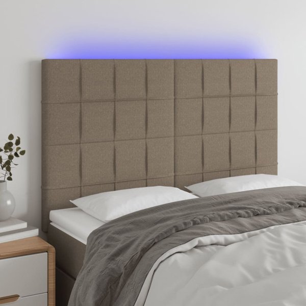 vidaXL Zaglowek do lozka me to LED, taope, 144x5x118/128 cm, tkanina