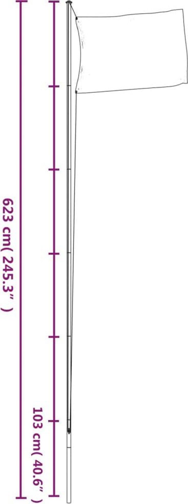 vidaXL vidaXL Segmentowy maszt flagowy, srebrny, 6,23 m, aluminium