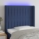 Κεφαλάρι κρεβατιού vidaXL με LED, μπλε, 103x16x118/128 εκ., ύφασμα