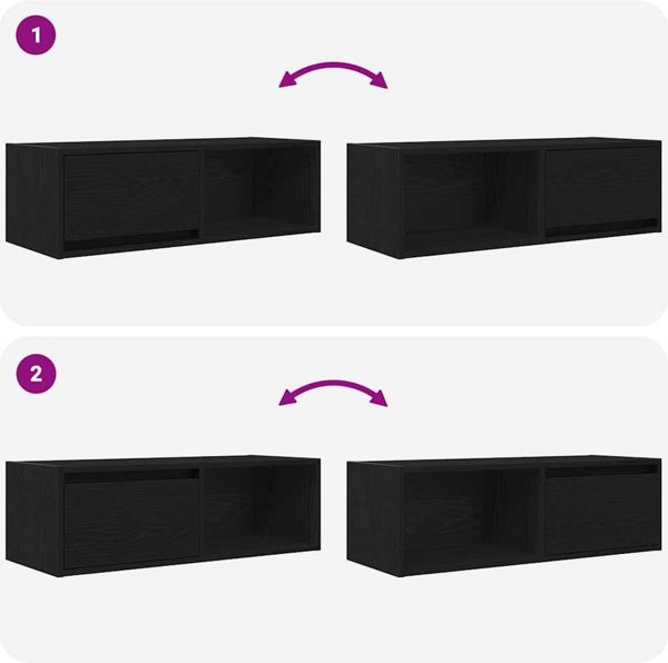 vidaXL Έπιπλο Τηλεόρασης RTV, 80x31x25,5 εκ., Μαύρη Δρυς, από Κολλητό Ξύλο
