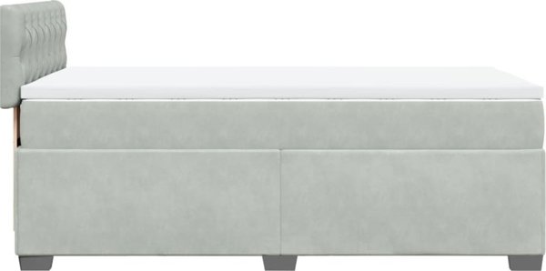 vidaXL Κρεβάτι Continental με Στρώμα, Ανοιχτό Γκρι, Βελούδο, 100x200 cm